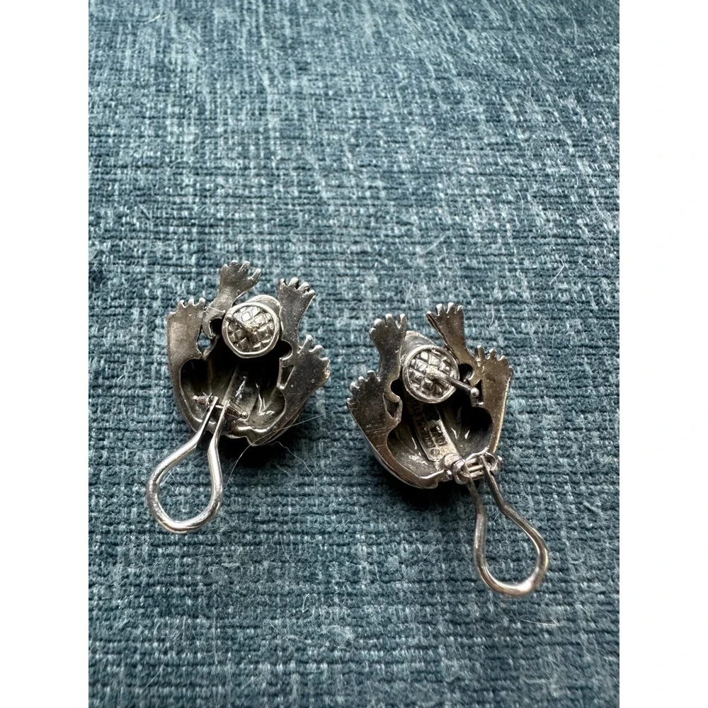 Kieselstein-Cord 1990 Sterling Silver Frog Omega Back Post Earrings Vintage - Picture 3 of 5